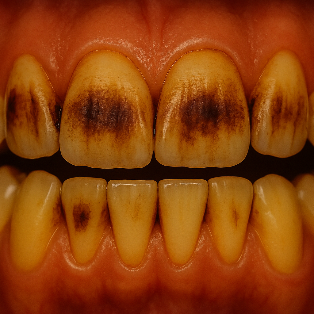 Typische Tabakverfärbungen durch Nikotinkonsum
