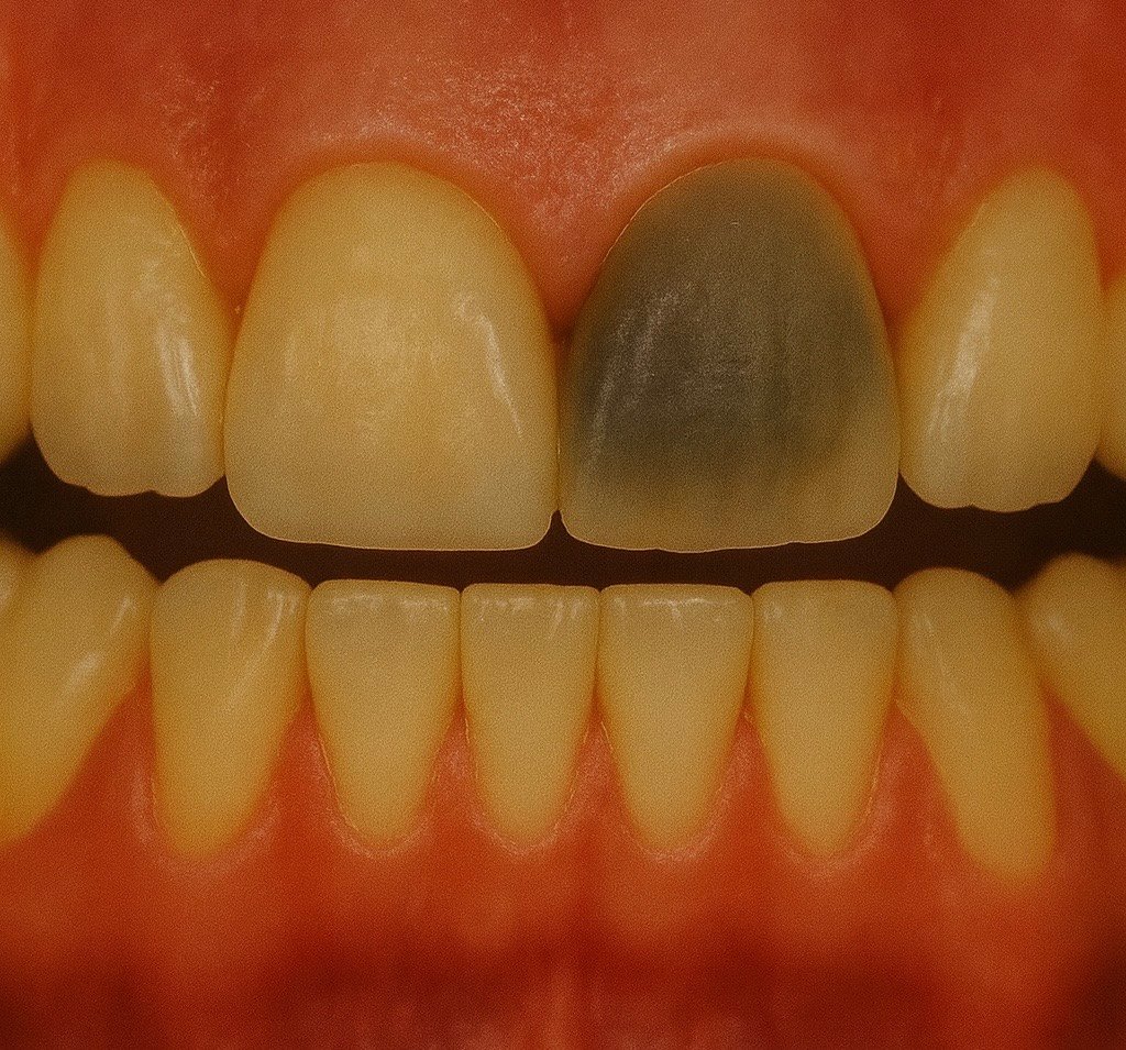 Nicht vitaler Zahn mit grauer Verfärbung