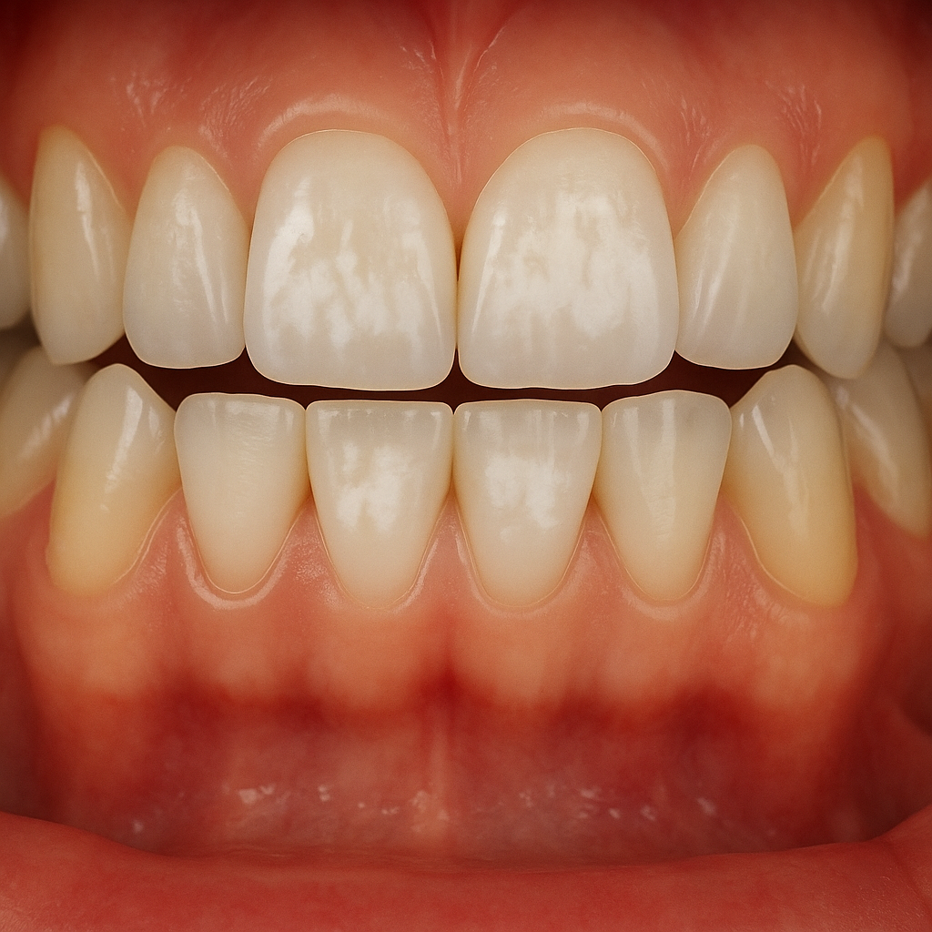 Leichte Zahnfluorose mit weißen Flecken